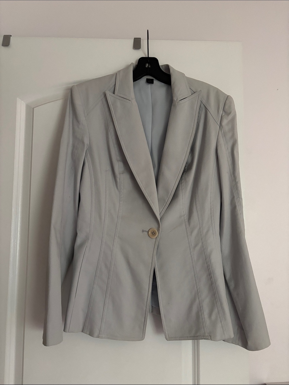 Vintage Express Women's Single-Button Light Blue / Gray Blazer-  size 10